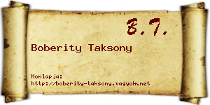Boberity Taksony névjegykártya